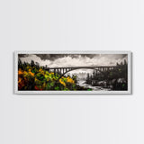 Forest Bridge, Scenic Landscape, River Valley, Canvas Print, Rustic Wall Art, Cabin Decor, Nature Inspired, Living Room Art, Moody Aesthetic