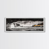 Frozen Cave, Monochrome Landscape, Framed Canvas Print, Winter Wall Art, Dramatic Nature Scene, Home Office Decor, Unique Black and White Art