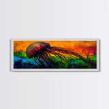 Jellyfish Art, Ocean Canvas Print, Vibrant Sea Life, Coastal Decor, Colorful Nautical Art, Modern Beach House, Living Room Wall Art