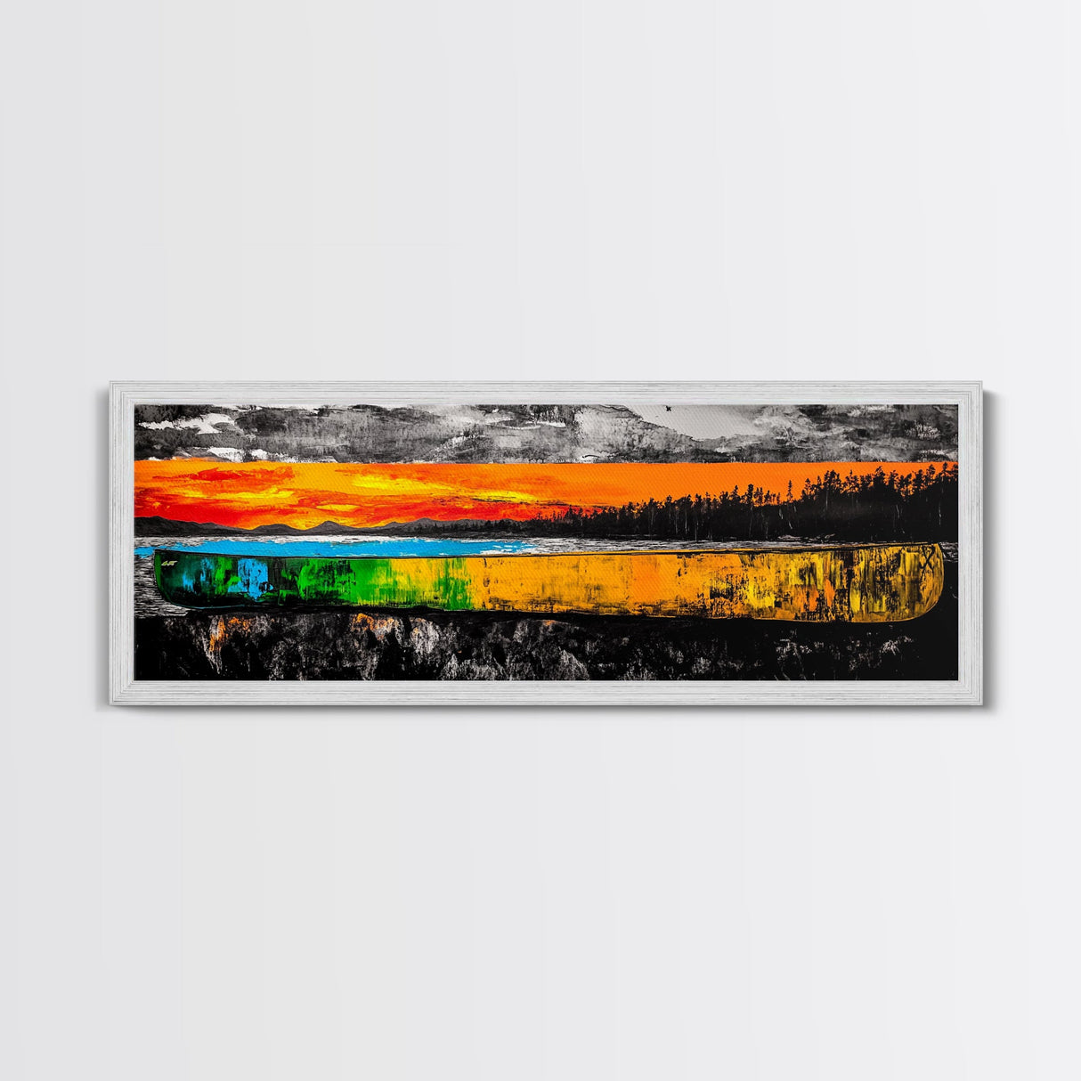 Canoe Reflection, Lake Canvas Print, Nature Wall Art, Rustic Cabin Decor, Adventure Art, Sunset Scene, Living Room Wall Art