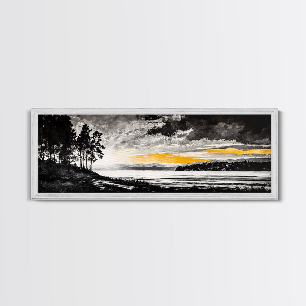 Sunset Landscape Art, Moody Sky Print, Nature Wall Decor, Mountain View Artwork, Rustic Home Decor, Warm Tones, Canvas Print