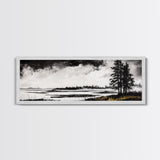 Coastal Landscape Art, Black and White Wall Print, Minimalist Seascape Decor, Modern Beach House Artwork, Canvas Print