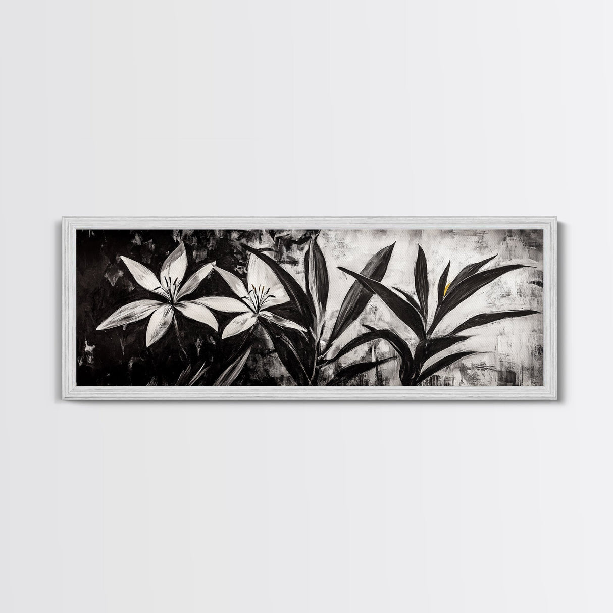 Monochrome Floral, Black and White Flowers, Botanical Wall Art, Minimalist Decor, Framed Canvas Print, Bedroom Art, Modern Aesthetic, Elegant Art