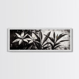Monochrome Floral, Black and White Flowers, Botanical Wall Art, Minimalist Decor, Framed Canvas Print, Bedroom Art, Modern Aesthetic, Elegant Art