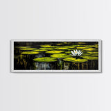 Water Lily Pond, Tranquil Nature Art, Green Botanical Art, Zen Wall Art, Framed Canvas Print, Office Decor, Relaxing Home Art, Spa Wall Art