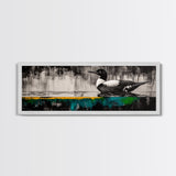 Modern Loon Art, AbstractArt, Water Bird Painting, Nature Wall Art, Framed Canvas Print, Office Decor, Minimalist Art, Contemporary Style
