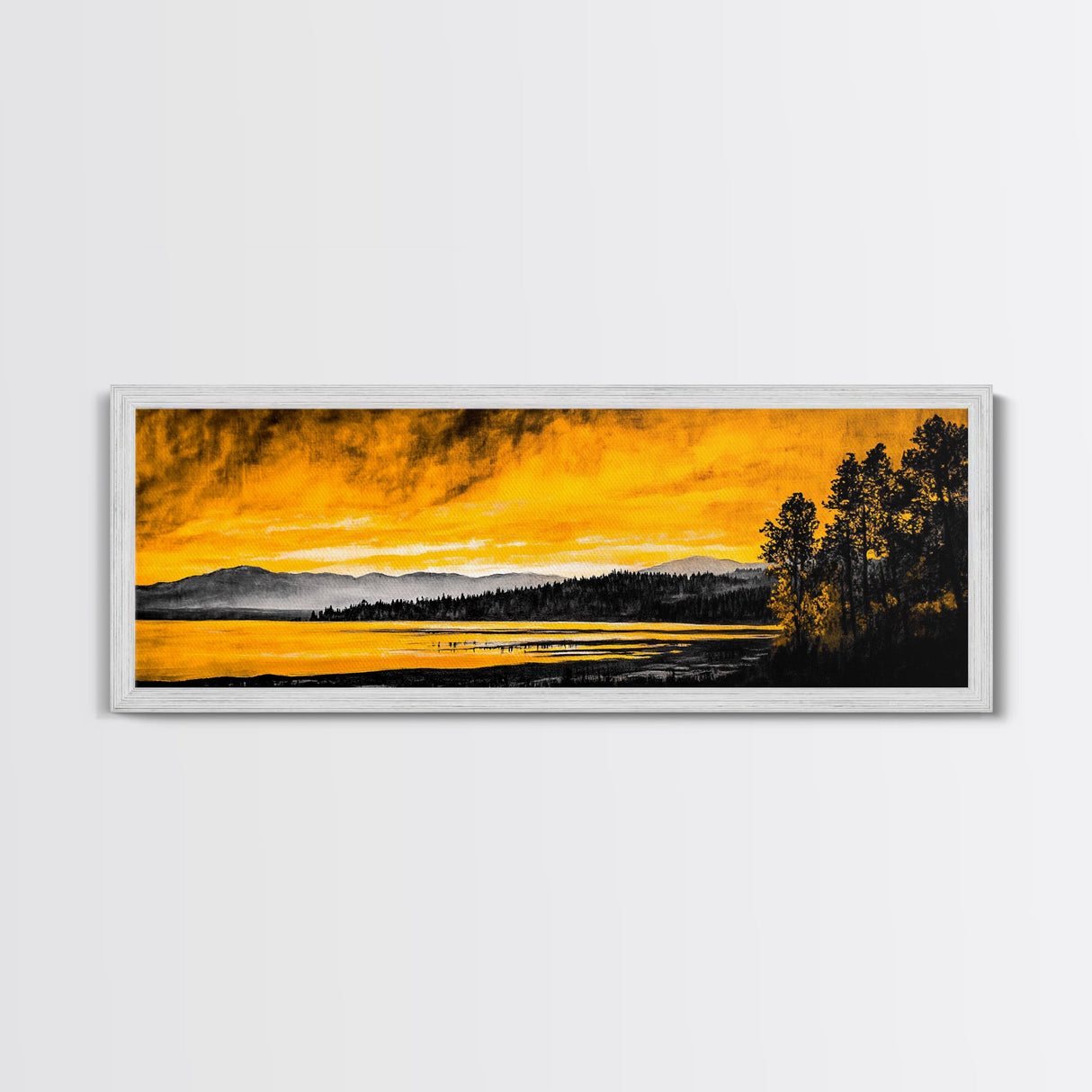 Golden Horizon, Scenic Lake Print, Nature Artwork, Canvas Print, Rustic Home Decor, Large Wall Art, Fall Landscape