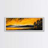 Golden Horizon, Scenic Lake Print, Nature Artwork, Canvas Print, Rustic Home Decor, Large Wall Art, Fall Landscape