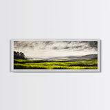 Rolling Hills, Golden Grasslands, Nature Painting, Framed Canvas Print, Rustic Decor, Large Landscape Art, Serene Home Wall Art