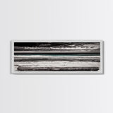 Ocean Bench, Beach Serenity, Black and White Seascape, Minimalist Art, Framed Canvas Print, Calm Coastal, Meditation Space