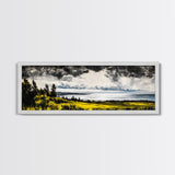 Scenic Overlook, Serene Bay, Landscape Art, Framed Canvas Print, Nature Wall Art, Home Office Decor, Modern Rustic, Coastal View