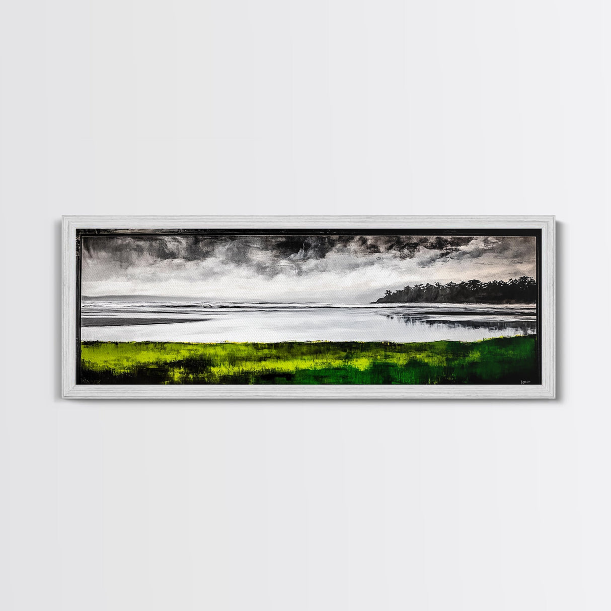 Stormy Beach, Monochrome Art, Framed Canvas Print, Coastal Wall Art, Modern Home Decor, Minimalist Landscape, Office Art, Large Wall Art