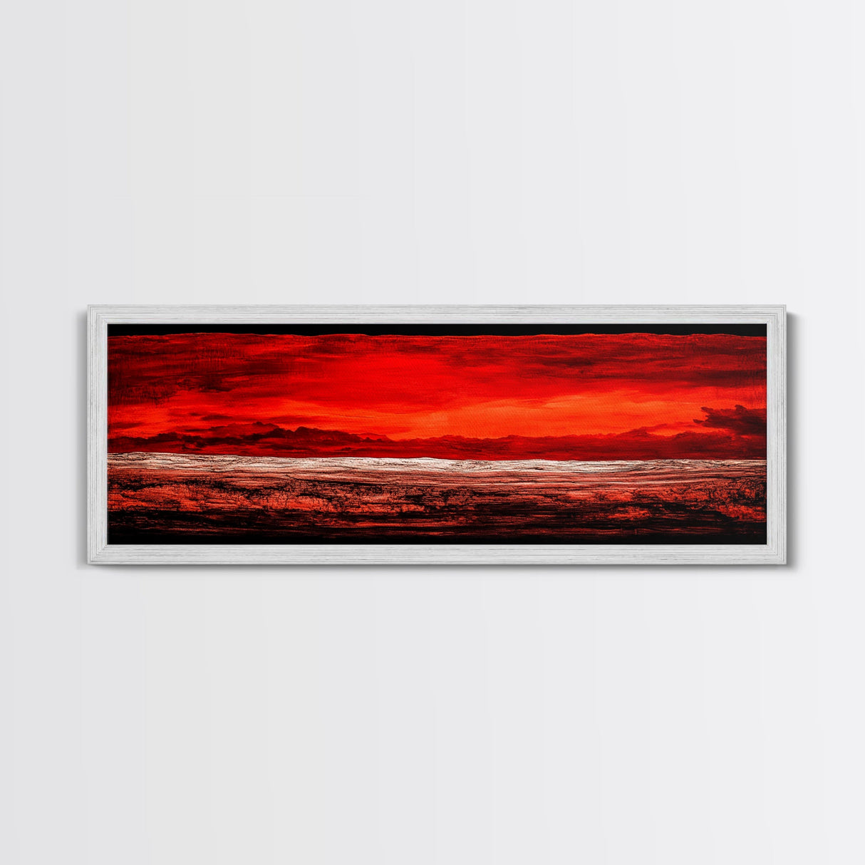 Red Sky, Abstract Desert Art, Bold Landscape, Dramatic Sunset, Earthy Tones, Modern Southwest Decor, Framed Canvas Print
