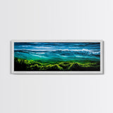 Ocean Wave, Deep Blue Seascape, Underwater Scene, Green and Blue, Coastal Home Decor, Tropical Wall Art, Framed Canvas Print
