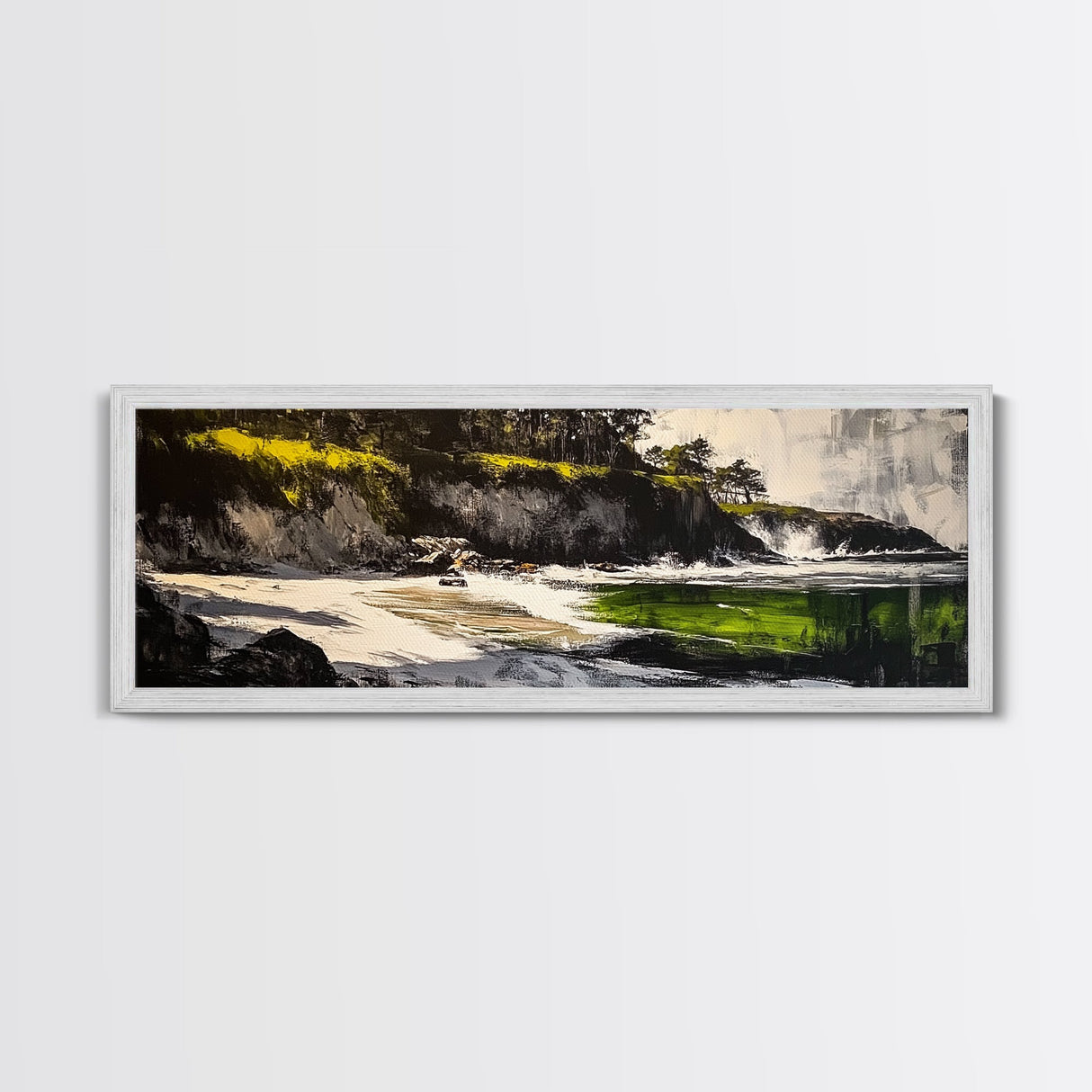 Hidden Cove, Green Waters, Peaceful Beach Scene, Canvas Print, Coastal Landscape Art, Office Wall Art, Tranquil Home Decor