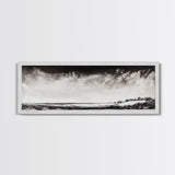 Minimalist Landscape, Black and White Art, Cloudy Sky, Framed Canvas Print, Modern Wall Art, Neutral Home Decor, Monochrome Landscape