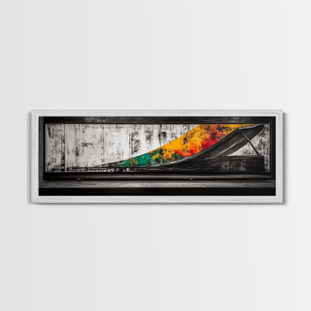 Industrial Ramp, Urban Minimalist, Canvas Print, Monochrome Wall Art, Modern Home Decor, Office Artwork, Geometric Abstract, Grayscale Painting