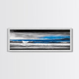 Ocean Horizon, Blue Waves, Coastal Landscape, Framed Canvas Print, Minimalist Seascape, Nautical Wall Art, Living Room Artwork