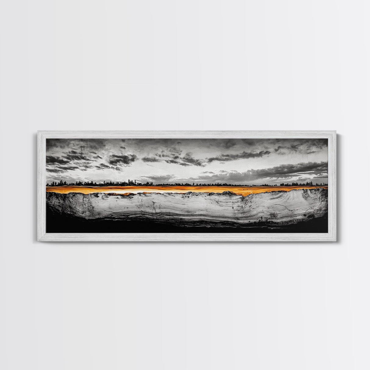 Golden Horizon, Dramatic Sky, Minimalist Landscape, Framed Canvas Print, Neutral Wall Art, Modern Office Decor, Large Wall Hanging