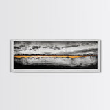 Golden Horizon, Dramatic Sky, Minimalist Landscape, Framed Canvas Print, Neutral Wall Art, Modern Office Decor, Large Wall Hanging