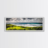 Seaside Escape, Grassy Cliffs, Coastal Wall Art, Canvas Print, Beach Landscape Painting, Relaxing Ocean View, Bedroom Wall Decor