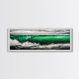 Emerald Wave, Ocean Wall Art, Coastal Decor, Beach Aesthetic, Modern Seascape, Large Wall Art, Framed Canvas Print, Office Art