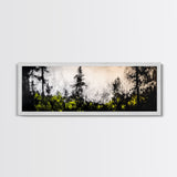 Misty Forest Painting, Black and White Landscape, Abstract Nature Art, Modern Minimalist Wall Art, Monochrome Decor, Framed Canvas Print