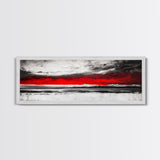 Red Sky Landscape, Dramatic Sunset Painting, Abstract Mountain Art, Modern Wall Art, Bold Color Decor, Office Wall Art, Framed Canvas Print