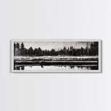 Monochrome Forest, Black and White, Nature Wall Art, Minimalist Landscape, Serene Art, Woodland Scene, Framed Canvas Print, Bedroom Wall Art