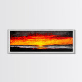 Sunset, Ocean, Waves, Canvas Print, Vibrant Sunset Wall Art, Beach House Decor, Coastal Painting, Living Room Art, Boho Aesthetic, Seascape