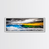 Blue, Green, Wave, Framed Canvas Print, Ocean Wall Art, Surfer Gift, Coastal Living Decor, Modern Abstract Seascape, Minimalist Art Piece