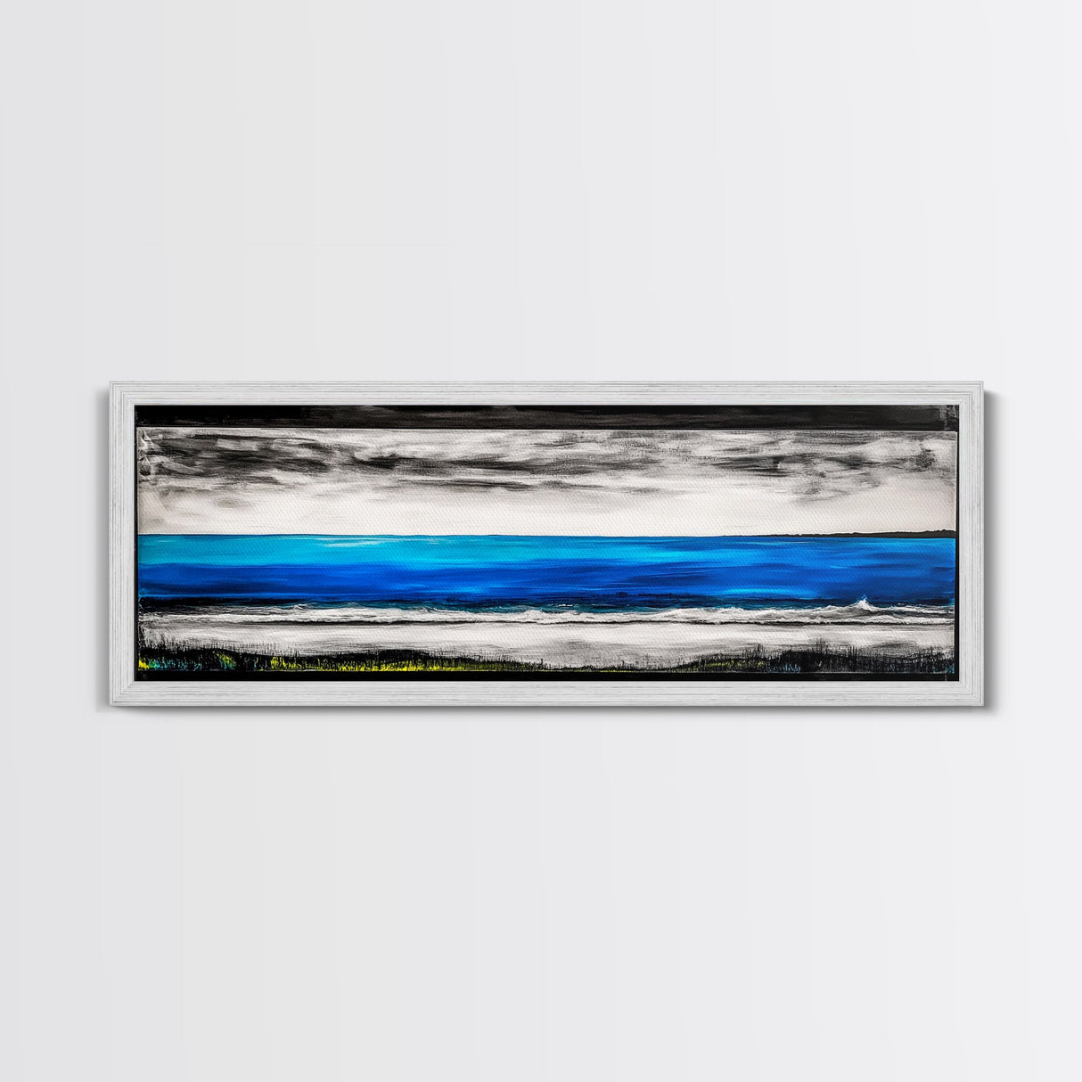 Wild Waves, Ocean Art Print, Coastal Home Decor, Abstract Seascape Painting, Nautical Living Room Art, Beach House Style, Framed Canvas Print