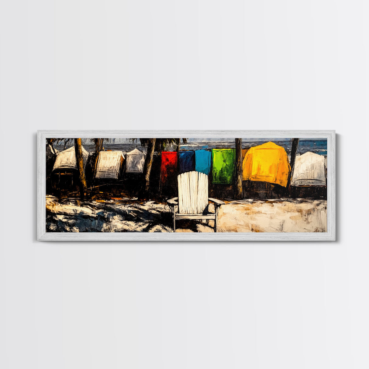 Beachfront Serenity, Coastal Decor, Ocean Art, Canvas Print, Nautical Wall Art, Living Room Art, Colorful Beach Scene, Seaside Art