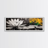 Lotus Flower, Zen Wall Art, Minimalist Decor, Canvas Print, Black and White Botanical Art, Spa Room Decor, Meditation Space, Modern Artwork