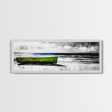 Seaside Boat, Coastal Art, Minimalist Nautical, Framed Canvas Print, Black and White Beach Art, Ocean Scene, Modern Seascape, Contemporary Decor