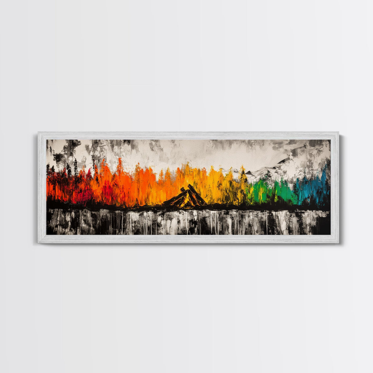 Campfire Nights, Fall Decor, Outdoor Adventure Art, Canvas Print, Rustic Home Wall Art, Cozy Fireplace Painting, Nature Lover Gift