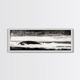 Ocean Wave, Moody Seascape, Black and White Art, Framed Canvas Print, Stormy Water, Coastal Home Decor, Nautical Wall Art, Large Statement Piece