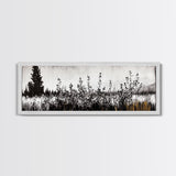 Wildflower Field, Rustic Landscape Art, Nature Print, Framed Canvas Print, Boho Wall Art, Living Room Decor, Autumn Art