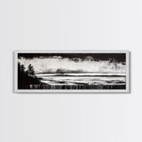 Black White Seascape, Ocean Storm, Dramatic Sky, Framed Canvas Print, Minimalist Art, Coastal Wall Decor, Office Accent, Nautical Home Art