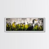 Modern Bird Art, Black and White Wall Decor, Nature Painting, Wildlife Art, Abstract Landscape, Living Room Wall Art, Framed Canvas Print