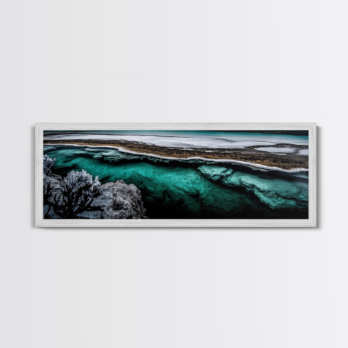 Turquoise Water Art, Ocean Aerial Painting, Coastal Abstract Print, Modern Beach House Decor, Serene Wall Art, Framed Canvas Print