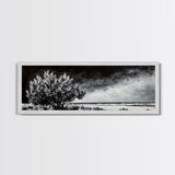 Monochrome Tree Art, Dramatic Nature Painting, Black and White Wall Decor, Minimalist Forest Print, Modern Office Art, Framed Canvas Print