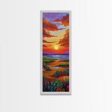 Sunset Field, Desert Painting, Framed Canvas Print, colorful desert horizon landscape wall art, autumn tones, boho entryway accent