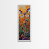 Dragonfly Wings, Garden Sunset, Whimsical insect decor Canvas Print, vibrant boho nature wall art, entryway statement piece
