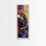 Gecko Art, Colorful Lizard, Desert Wall, Framed Canvas Print, vibrant reptile painting, boho wildlife wall decor, eclectic living room accent