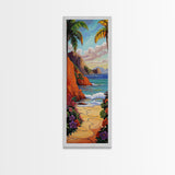 Tropical, Ocean, Pathway, Paradise - Framed Canvas Print, Coastal Landscape Wall Art, Living Room Tropical Decor, Boho Summer Beach Art