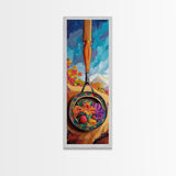 Frying, Pan, Fruit, Flowers, Framed Canvas Print, Kitchen wall decor, farmhouse fall art, rustic home accent, colorful culinary still life
