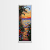 Tropical, Sunset, Pathway, Dreamscape, Canvas Print, dreamy tropical sunset pathway, vacation vibe boho art, living room or bedroom wall art