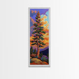 Tree, Mountain, Sunset, Forest, Canvas Print, magical forest tree painting, vibrant mountain sunset wall art, whimsical boho nature decor
