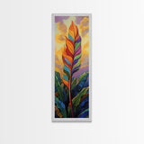 Rainbow, Leaf, Botanical, Sunset, Framed Canvas Print vibrant tropical plant wall decor boho botanical kitchen wall art nature lovers gift